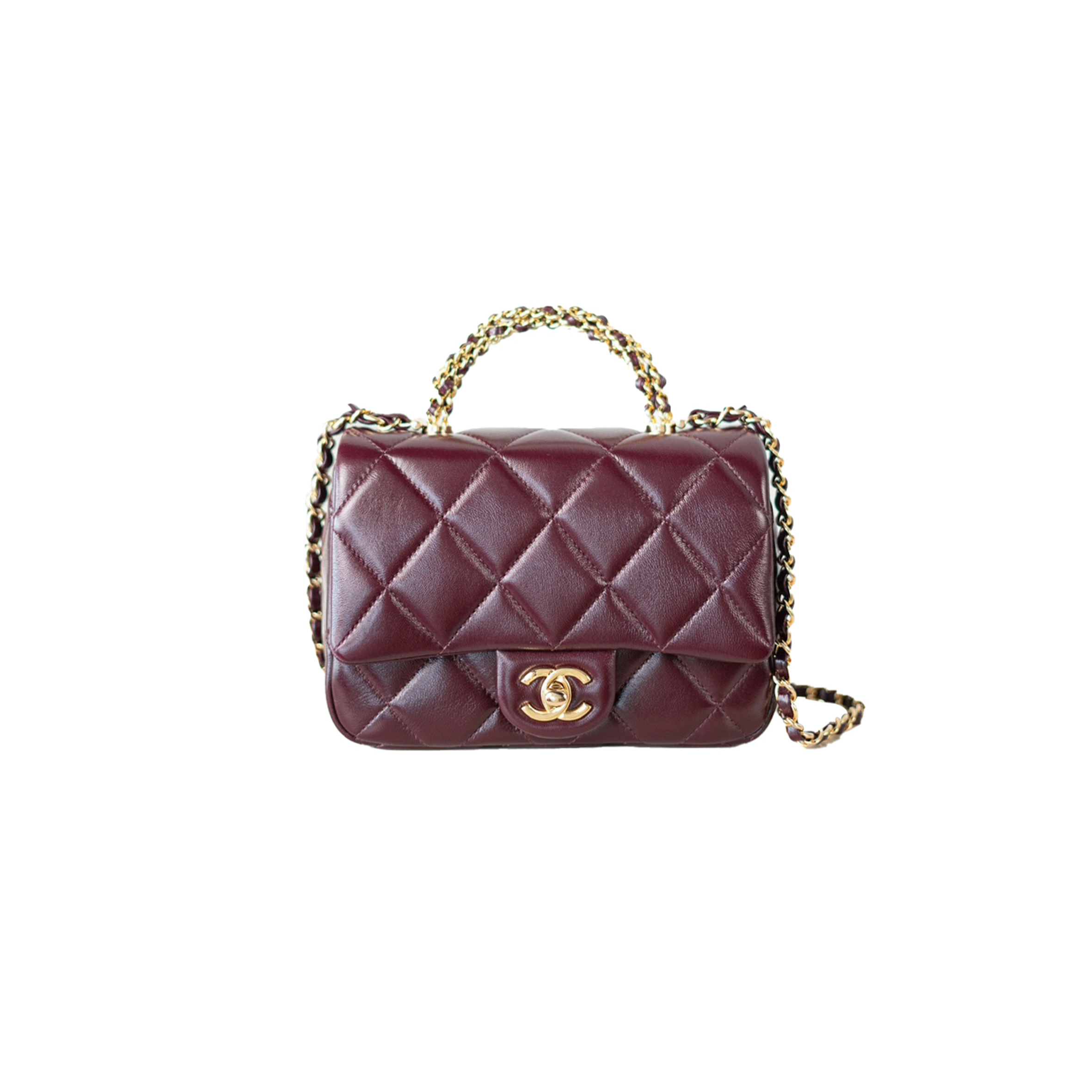 CHANEL MASTER SMALL HANDLE COVER WITH GOLD BUCKLE (19*14*8cm)